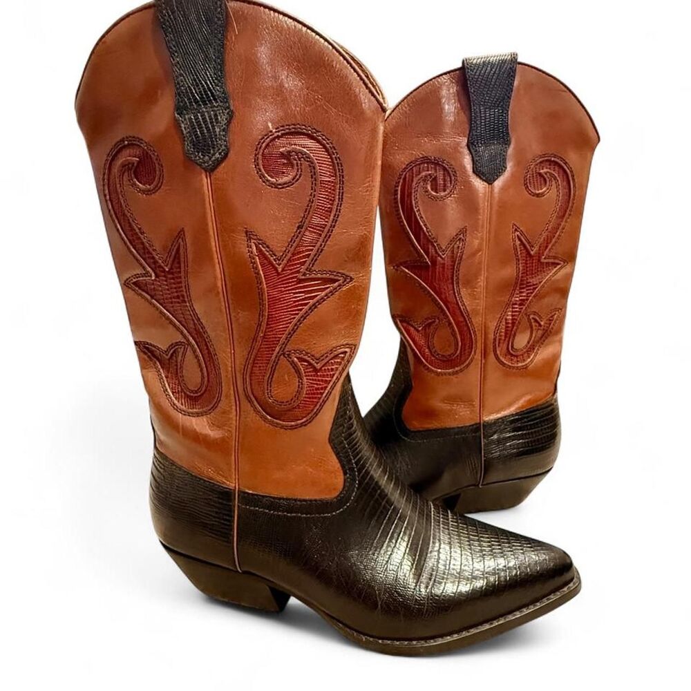 Nine West Romnee Vintage Leather Cowboy Boots Size 8M